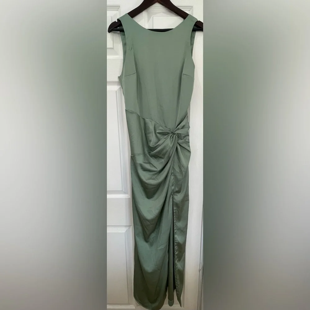 Abercrombie & Fitch Sage Green Satin Slip Dress Size M Tall